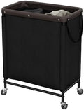 StorageWorks 2 Section Laundry Hamper, 100L Black Sorter Cart with Wheels by StorageWorks