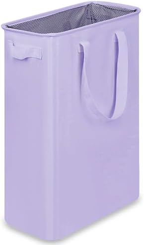 efluky Slim Laundry Basket, Narrow Laundry Hamper with Handles, Collapsible Dirty Clothes Hamper, Tall Laundry Bin for Laundry Room, Dorm and Bedroom, 12.7 Gallons(48L) Light Purple by efluky