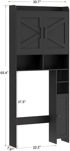 Homhedy Wooden Over The Toilet Storage Cabinet with Barn Door - Image 2