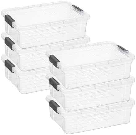Superio Storage Bins with Lids, Clear Plastic Containers for Organizing, Stackable Totes, BPA Free, Odor Free, Organizer Boxes for Home, and Dorm (6 Pack, 22.75 Qt) by Superio