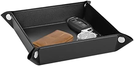Luxspire PU Valet Tray for Key Coin Phone Jewelry Wallet, S, Black by Luxspire