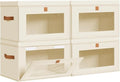 DIMJ Storage Bins with Lids - 4 Pack Fabric Closet Organizer with Window & Handles, Collapsible Decorative Storage Boxes for Shelves Under Bed, Books Clothes Blankets Sweaters Organization by DiMJ