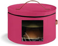 Hat Box,Hat Storage Box,Stackable Round Brim Hats Organizer Bag Container for Closet,Travel Hat Boxes for Women, Cowboy Hat Organizer, FoldableTravel Cap Boxes (09-Rose Red, 16.5" D x 10.5" H) by Samplife