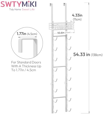 SWTYMIKI Hanging Towel Racks for Bathroom - 9 Tier Over the Door & Wall Mounted Bath Rolled Towel Storage Organizer Holder for Small Bathroom, RV, Camper, White (Patented) - Image 6