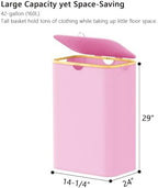 SpaceAid Double Laundry Hamper 2 Section with Lid and Removable Laundry Bags, 160L Clothes Basket with Bamboo Handles, Large Collapsible Hamper for Bedroom, Bathroom, Dorm, Laundry Room - Pink - Image 5