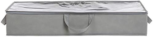Amazon Basics Under Bed Storage Bags for Clothes, Blankets and Linens, Foldable Fabric Containers with Clear Window and Handles, 30.2" x 20" x 5.7", Gray, 2-Pack - Image 4