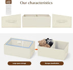 DIMJ Closet Storage Bins, 8 Pack Storage Baskets for Shelves, Foldable Shelf Organizer with Handle, Linen Closet Organizers and Storage for Clothes, Toys, Towel, Books (Beige) - Image 3