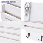 Wall Mounted Key and Mail Holder, 2-Slot Wooden Mail Sorter Organizer - Image 7
