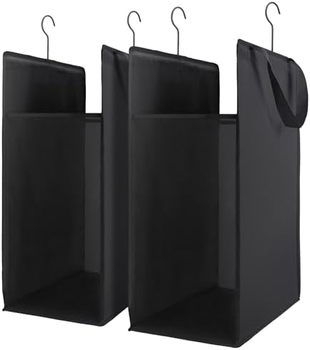 FENTEC Hanging Laundry Hamper，2 Pack Black Hanging Laundry Basket by Fentec