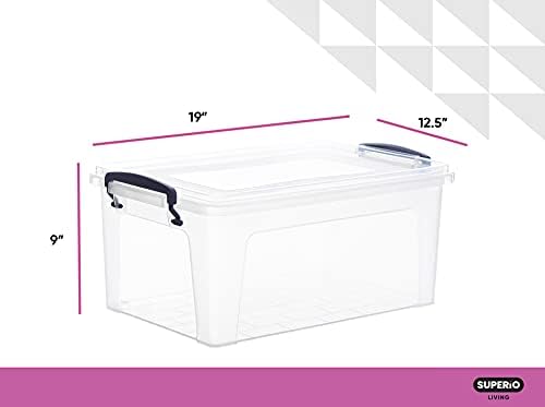 Superio 36 Quart Clear Plastic Storage Boxes with Lids, Stackable Organizer Containers, BPA-Free Storage Bins for Home, Office, School & Dorm, 6 Pack - Image 2