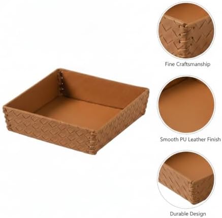 6.3 Inch Square PU Leather Catchall Tray for Keys, Jewelry & Decor - Modern Storage Organizer for Entryway, Vanity, Nightstand (1 Pack) - Image 6