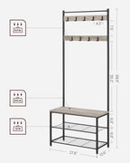 VASAGLE Coat Rack, Hall Tree with Shoe Storage Bench, 3-in-1, Steel Frame - Image 5