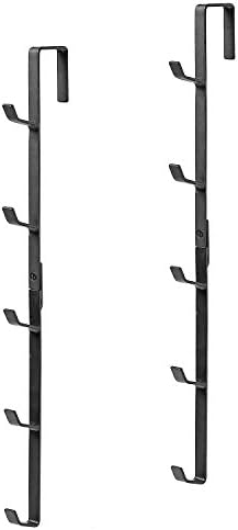 MyGift Over Door Hat Organizer, 5 Hook Black Metal Rack Set of 2 - Image 2