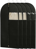 Garment Bags for Hanging Clothes, 50'' Long Dress Bags for Closet Storage, Black Garment Covers with Clear Window for Suits, Coats, Jackets（5 Packs） by Perber