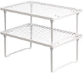 Amazon Basics Space-Saving Stackable Metal Kitchen Cabinet Organizer Shelves for Dishes, Pantry Organization, 12.5" L x 8" D x 4.5" H, Set of 2, White by AmazonBasics