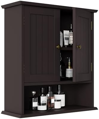 Smuxee Brown Bathroom Cabinet Wall Mounted, Small Medicine Cabinet with 2 Door Adjustable Shelves, Wall Cabinet Over Toilet for Laundry Room Kitchen by Smuxee