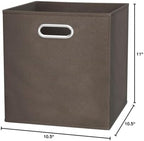 Amazon Basics Collapsible Fabric Storage Bins with Handle, Sturdy Space-Saving Cube Organizer, 10.5" x 10.5" x 11", Taupe, 6-Pack - Image 5