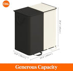 Lifewit Double Laundry Hamper with Lid, Removable Laundry Bags, White&Black - Image 5