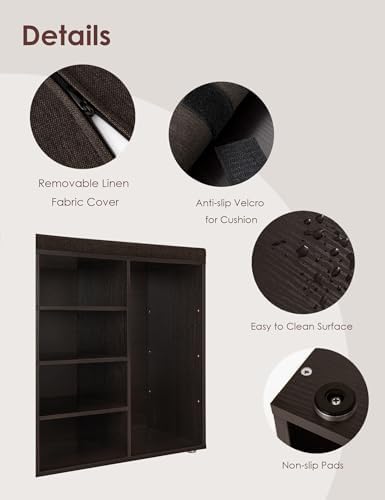 DINZI LVJ Shoe Storage Bench with Cushion, 16-Cubby Shoe Rack with Seat - Image 5