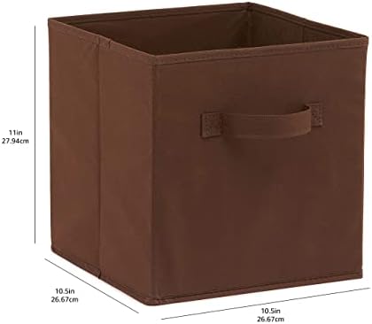 Amazon Basics Collapsible Fabric Storage Bins with Handles, Cube Organizer, Lightweight Fabric, 10.5"x10.5"x11", Brown, 6-Pack - Image 6
