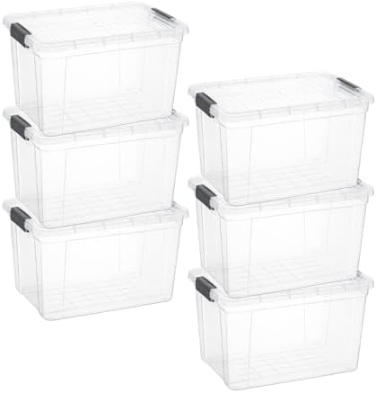 Superio 14.7 Quart Clear Plastic Storage Boxes with Lids, Stackable Organizer Containers, BPA-Free Storage Bins for Home, Office, School & Dorm, 6 Pack by Superio
