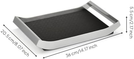 YIJU Synthetic Material Tray Rectangular Tray Catchall Tray Organizer with Raised Sides and Leather Textured Inset Suitable for Bedroom Vanity Coffee Table Office Desk, Black, Small - Image 2