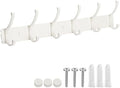 Wall Mount Coat Rack 1 Pack, White Coat Hooks Hanger with 6 Double Hooks by Dntorx