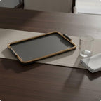 Synthetic Tray Modern Decorative Tray Catchall Tray Tabletop Organizer Storage Tray with Metal Frame Leather Cover and Side Handles Suitable for, Dark Gray, Small 44 26 4 CM - Image 7