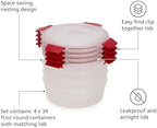 Joseph Joseph Nest Lock 8-piece Plastic BPA Free Round Food Storage Container Set with Lockable Airtight Leakproof Lids - Red - Image 4