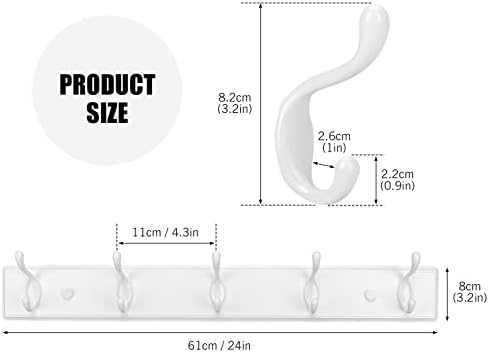 Badiano Heavy Duty Wooden Coat Rack, Wall-Mounted Organizer, 24 Inch, White - Image 2