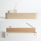 Kazai. Wall-Mounted Coat Rack 'Toke' - Modern Design Coat Rack with Hidden Wall Hooks - Solid Wood Veneer Panel Coat Hanger - Oak, White - Image 5