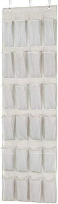 Amazon Basics 24 Medium Mesh Pocket Over-the-Door Hanging Shoe Organizer, Space Saving Shoe Storage, Light Grey | Over-the-Door by AmazonBasics
