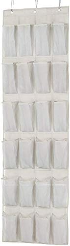 Amazon Basics 24 Medium Mesh Pocket Over-the-Door Hanging Shoe Organizer, Space Saving Shoe Storage, Light Grey | Over-the-Door by AmazonBasics