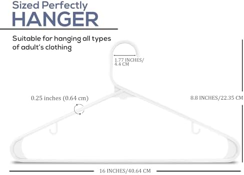 Utopia Home Plastic Hangers 200 Pack – Built-in Strap Hooks White | Space saving | Durable & strong | Closet organizer | Clothes hangers | Ideal for shirts, pants, skirts & coats - Image 2