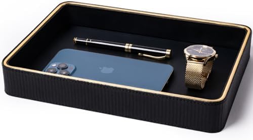Leather Catchall Valet Tray for Men| Mens Valet Catch All Tray Key Basket by ZHEM
