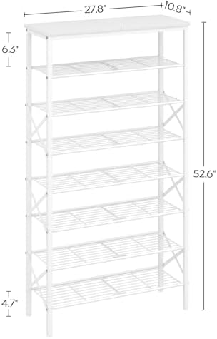 YATINEY 8 Tier Shoe Rack, Shoe Storage Organizer, Large Capacity Shoe Shelf Holds 32 Pairs of Shoes, Sturdy and Stable, for Entryway, Hallway, Closet, Dorm Room, White SS08WW - Image 3