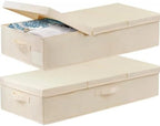 punemi 6 in Tall Under Bed Storage, Wedding Dress Box, 2 Pack, Beige | Sturdy Lids & 3 Handles, for Wedding Gowns, Evening Gowns & Heirlooms, Closet & Bedroom Organization by Punemi