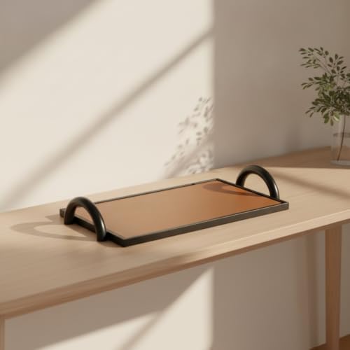 Decorative Tray Rectangular Metal Shelf Tray with Clean Finish and Sturdy Sides Simple Storage Tray for Catchall Use and Display Suitable for Hallway entryway Kitchen Bedroom, Green - Image 4