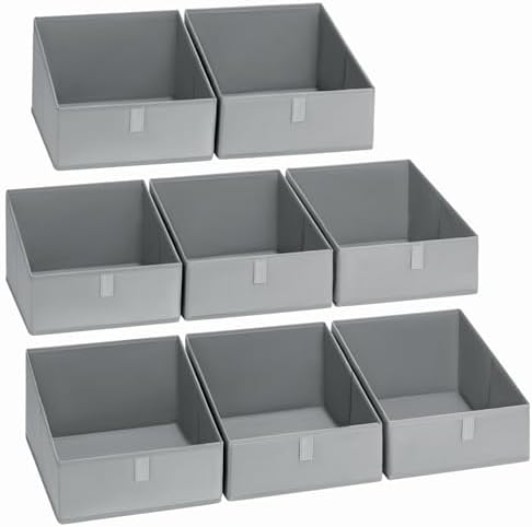 DIMJ Closet Storage Bins 8 Pack - Fabric Trapezoid Closet Organizer Bin, Foldable Storage Baskets for Shelves, Closet Shelf Organizer, Clothing Storage Box for Toys, Books, Towel, Clothes by DiMJ