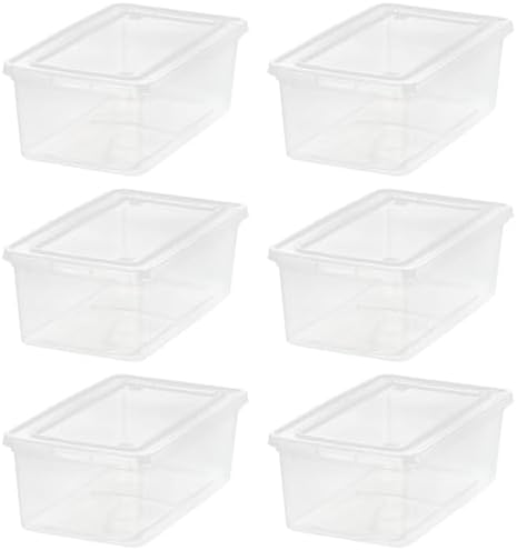 IRIS USA 6-Pack 6 Qt Storage Bins with Lids, Clear, Stackable by IRISUSA