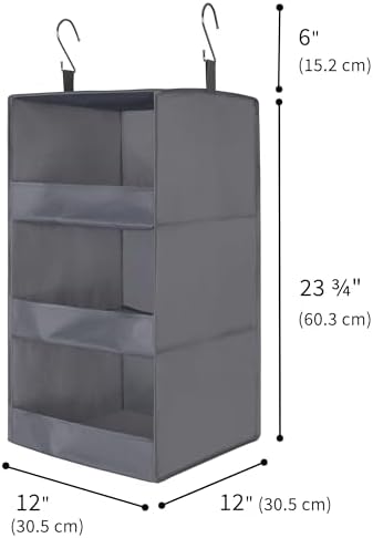 GRANNY SAYS 3-Shelf Hanging Closet Organizer, Foldable Storage, Gray | 33 lb Capacity, No-Sag Support, Keeps Clothes Neat, Folds Flat, Fits RV, Dorm & Small Closets - Image 3