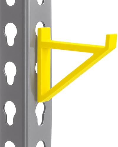 Garage Storage Utility Hooks (4-Pack) – Keyhole Shelving Hook Fits Standard Boltless Uprights – Strong Organization for Workshop & Shelves (Yellow) by Unknown