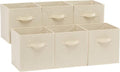 Amazon Basics Collapsible Fabric Storage Cubes Organizer with Handles, Sturdy Storage Bins for Organization, 10.5" x 10.5" x 11", Beige, 6 Count (Pack of 5) by AmazonBasics