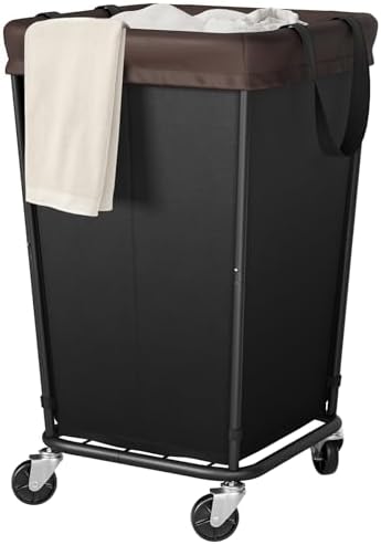 160L Laundry Basket with Wheels, 2-section Rolling Laundry Basket, Large Laundry Hamper with Wheels, Rolling Laundry Hamper Clothes Hamper for Home, Bathrooms and Dorm(Black) by Wawocs