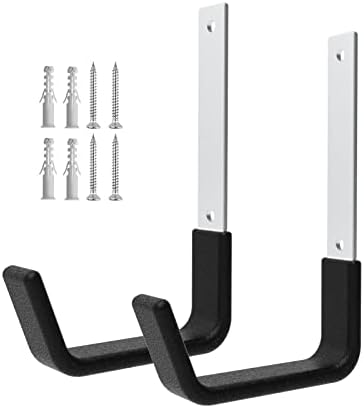 Heavy Duty Utility Hooks for Wall Mount, Garage Wall Hooks, Multi-Use Hose, Bike, Ladder, Chainsaw & Leaf Blower Hanger - 2 Medium (2 M) by Juformin