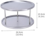 Lazy Susan 2-Tier Stainless Steel Turntable Organizer for Medicine, Vitamin and Pill Bottle Organizer 360° Rotating Tray Storage Rack for Bathroom, Kitchen, Pantry Cabinets and Countertops - Image 6