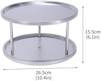 Lazy Susan 2-Tier Stainless Steel Turntable Organizer for Medicine, Vitamin and Pill Bottle Organizer 360° Rotating Tray Storage Rack for Bathroom, Kitchen, Pantry Cabinets and Countertops - Image 6