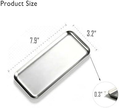 Small Tray Stainless Steel, 7.9" Rectangular Vanity Tray - Silver - Image 6