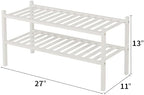 ROMGUAR CRAFT 2 Tier Bamboo Shoe Rack for Closet Free Standing Wood Shoe Shelf for Entryway Small Space Stackable 27"x11"x13" (White) - Image 3