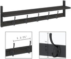 BAMEOS Wall-Mounted Shelf with Hooks - 28.9 Inch Entryway Hanging Shelf with 5 Dual Hooks for Bathroom, Living Room, Bedroom (Black) - Image 7
